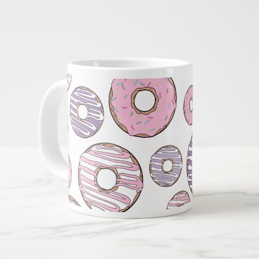 Donuts, roze donuts, Paarse donuts Grote Koffiekop (Links)