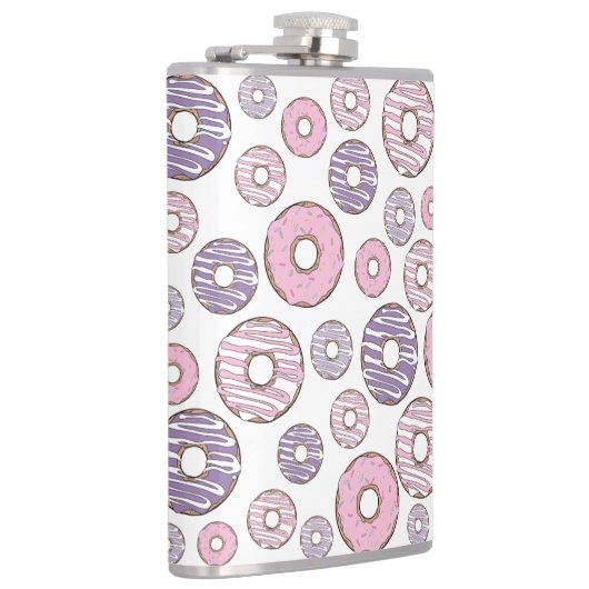 Donuts, roze donuts, Paarse donuts Heupfles (Rechts)