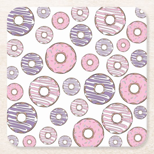 Donuts, roze donuts, Paarse donuts Kartonnen Onderzetters (Voorkant)