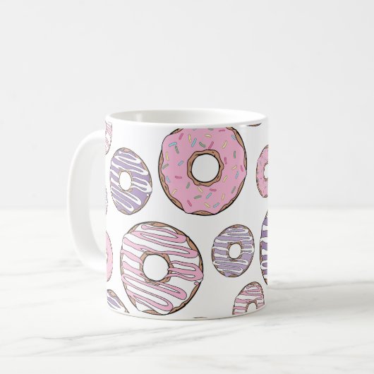 Donuts, roze donuts, Paarse donuts Koffiemok (Voorkant links)