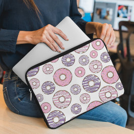 Donuts, roze donuts, Paarse donuts Laptop Sleeve
