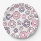 Donuts, roze donuts, Paarse donuts Papieren Bordje (Voorkant)
