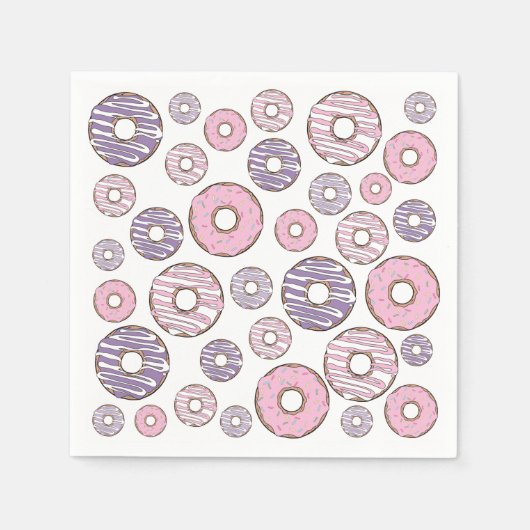 Donuts, roze donuts, Paarse donuts Servet (Voorkant)