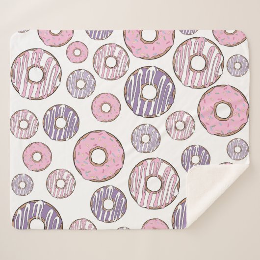 Donuts, roze donuts, Paarse donuts Sherpa Deken (Voorkant (horizontaal))