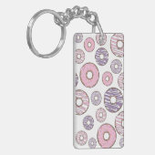 Donuts, roze donuts, Paarse donuts Sleutelhanger (Voorkant Links)