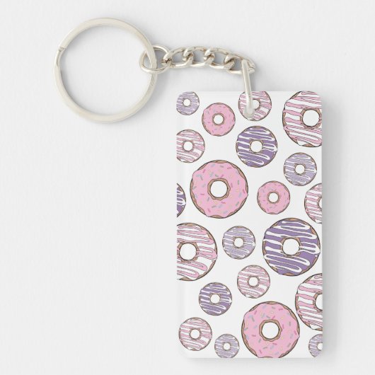 Donuts, roze donuts, Paarse donuts Sleutelhanger (Voorkant)