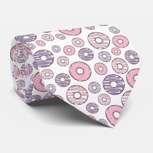 Donuts, roze donuts, Paarse donuts Stropdas (Opgerold)