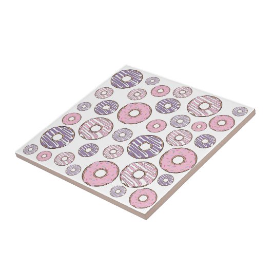 Donuts, roze donuts, Paarse donuts Tegeltje (Zijkant)