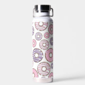 Donuts, roze donuts, Paarse donuts Waterfles (Achterkant)