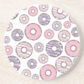 Donuts, roze donuts, Paarse donuts Zandsteen Onderzetter (Voorkant)