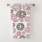 Donuts, roze donuts, witte donuts bad handdoek (Insitu)