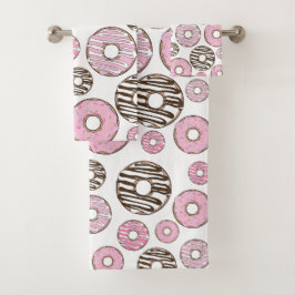 Donuts, roze donuts, witte donuts bad handdoek