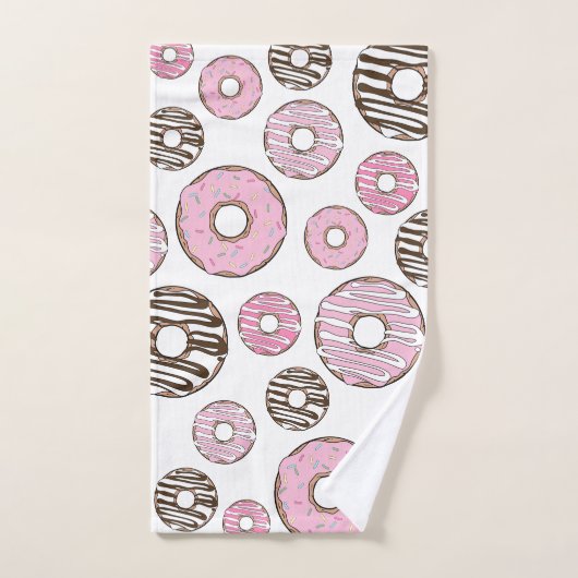 Donuts, roze donuts, witte donuts bad handdoek (Handdoek)