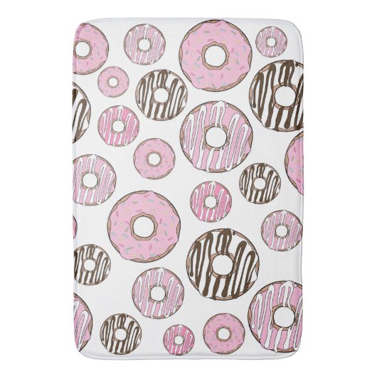 Donuts, roze donuts, witte donuts badmat (Voorkant Verticaal)