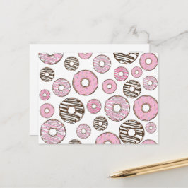 Donuts, roze donuts, witte donuts briefkaart