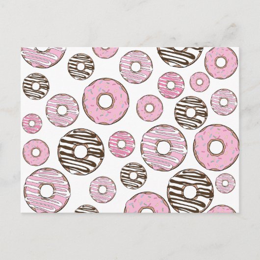Donuts, roze donuts, witte donuts briefkaart (Voorkant)