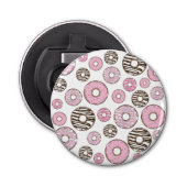 Donuts, roze donuts, witte donuts button flesopener (Voorkant)