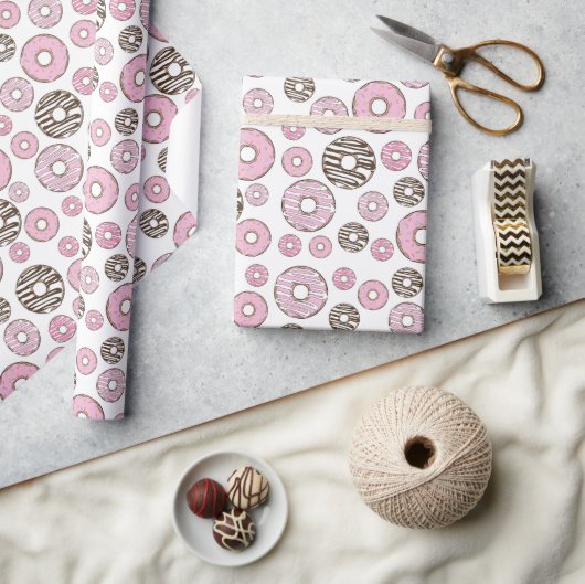 Donuts, roze donuts, witte donuts cadeaupapier (Crafts)