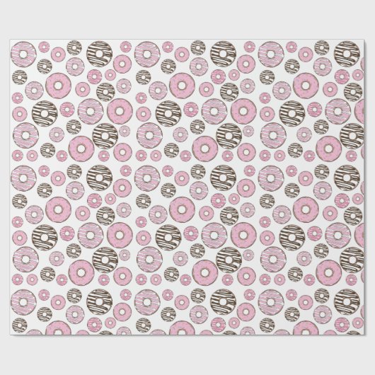 Donuts, roze donuts, witte donuts cadeaupapier (Vlak)