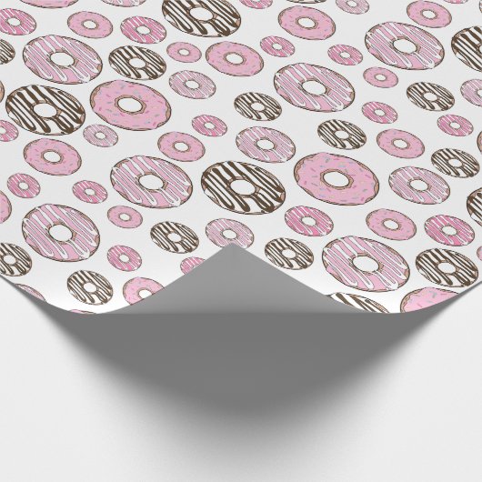 Donuts, roze donuts, witte donuts cadeaupapier (Hoek)