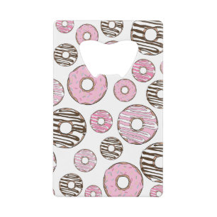 Donuts, roze donuts, witte donuts creditkaart flessenopener