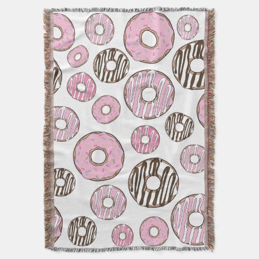 Donuts, roze donuts, witte donuts deken (Voorkant Verticaal)
