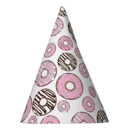Donuts, roze donuts, witte donuts feesthoedjes (Rechts)