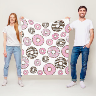 Donuts, roze donuts, witte donuts fleece deken
