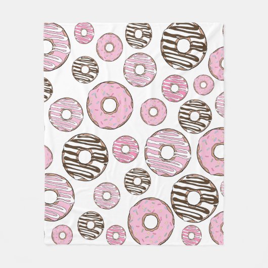 Donuts, roze donuts, witte donuts fleece deken (Voorkant)