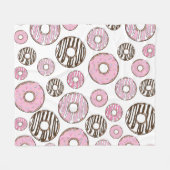 Donuts, roze donuts, witte donuts fleece deken (Voorkant (Horizontaal))