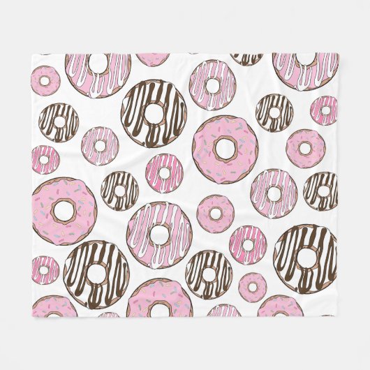 Donuts, roze donuts, witte donuts fleece deken (Voorkant (Horizontaal))