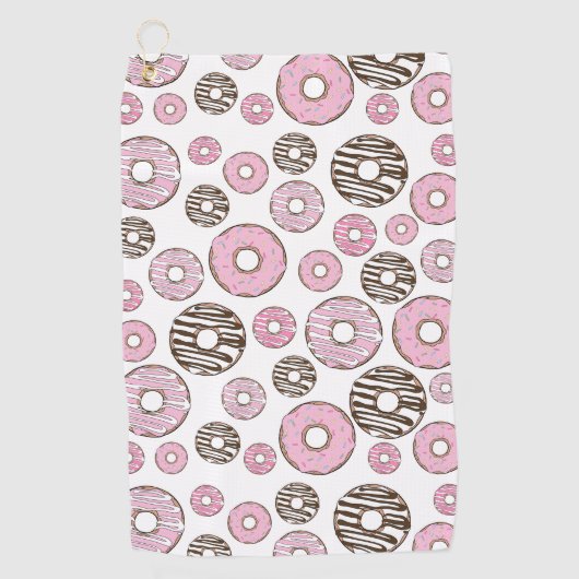 Donuts, roze donuts, witte donuts golfhanddoek (Voorkant)