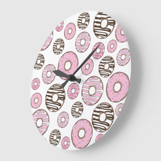 Donuts, roze donuts, witte donuts grote klok (Hoek)