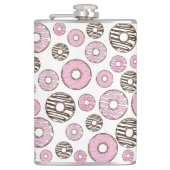 Donuts, roze donuts, witte donuts heupfles (Voorkant)