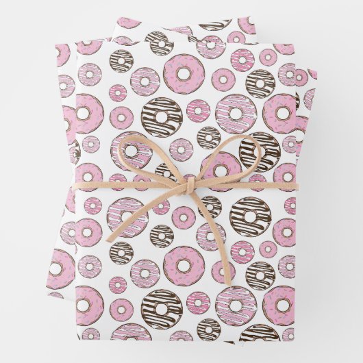 Donuts, roze donuts, witte donuts inpakpapier vel (In situ)