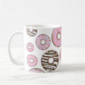 Donuts, roze donuts, witte donuts koffiemok (Links)
