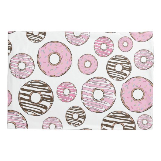 Donuts, roze donuts, witte donuts kussensloop (Achterkant)