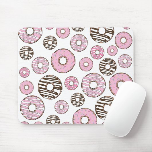Donuts, roze donuts, witte donuts muismat (Met muis)