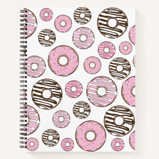 Donuts, roze donuts, witte donuts notitieboek (Voorkant)