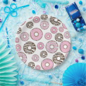 Donuts, roze donuts, witte donuts papieren bordje (Feest)