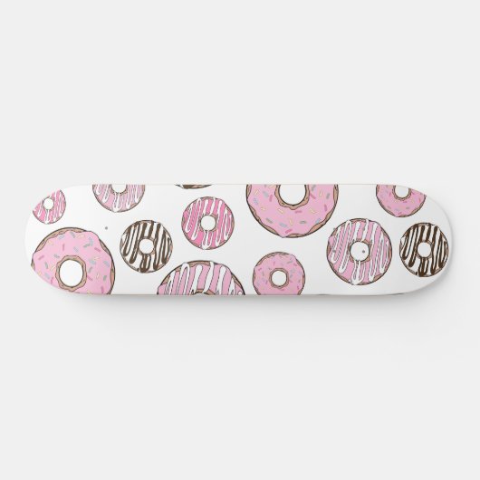 Donuts, roze donuts, witte donuts persoonlijk skateboard (Horizontaal)