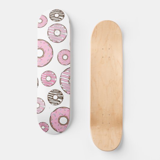 Donuts, roze donuts, witte donuts persoonlijk skateboard (Voorkant)