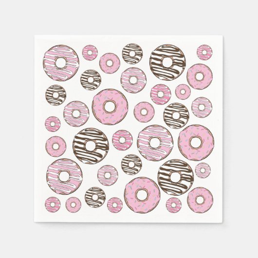 Donuts, roze donuts, witte donuts servet (Voorkant)