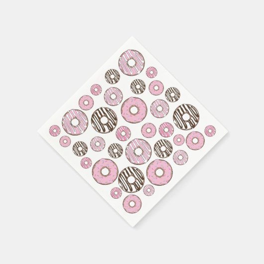 Donuts, roze donuts, witte donuts servet (Hoek)