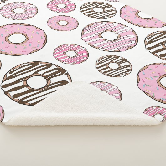 Donuts, roze donuts, witte donuts sherpa deken (3/4)