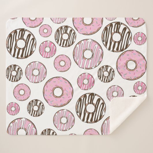 Donuts, roze donuts, witte donuts sherpa deken (Voorkant (horizontaal))
