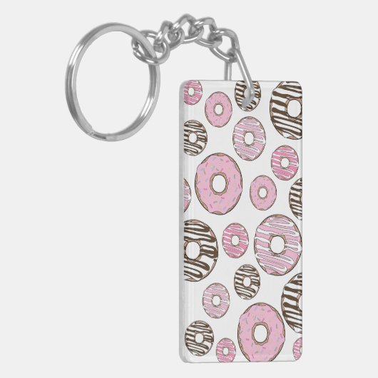 Donuts, roze donuts, witte donuts sleutelhanger (Voorkant Links)