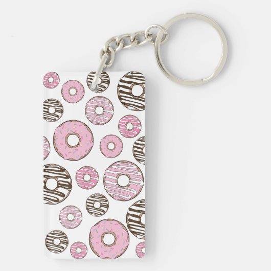 Donuts, roze donuts, witte donuts sleutelhanger (achterkant)