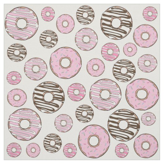Donuts, roze donuts, witte donuts stof (Swatch)