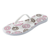 Donuts, roze donuts, witte donuts teenslippers (Schuin)